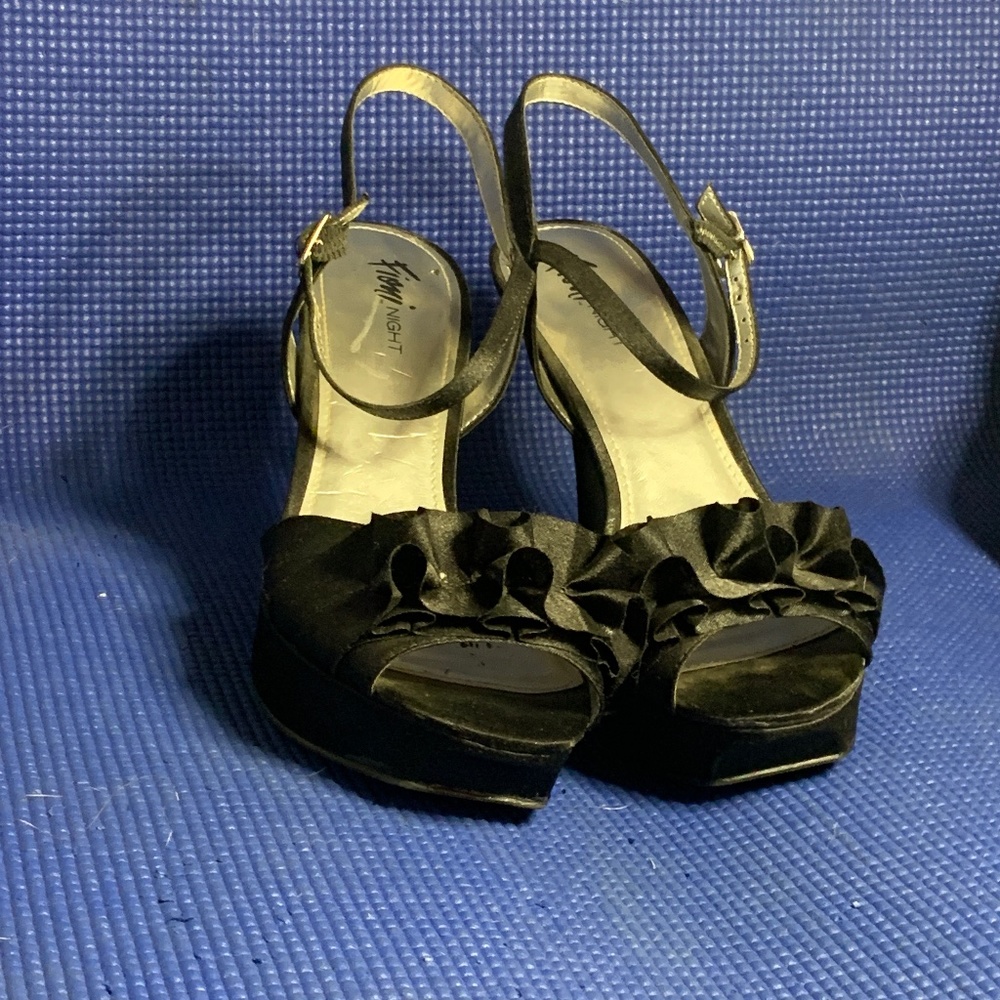 Open toe high heel shoes